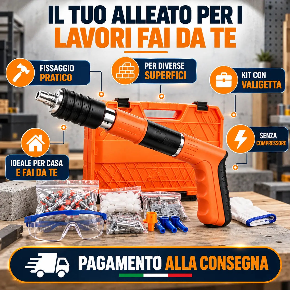 FixPro™ – Pistola Chiodatrice Manuale Portatile