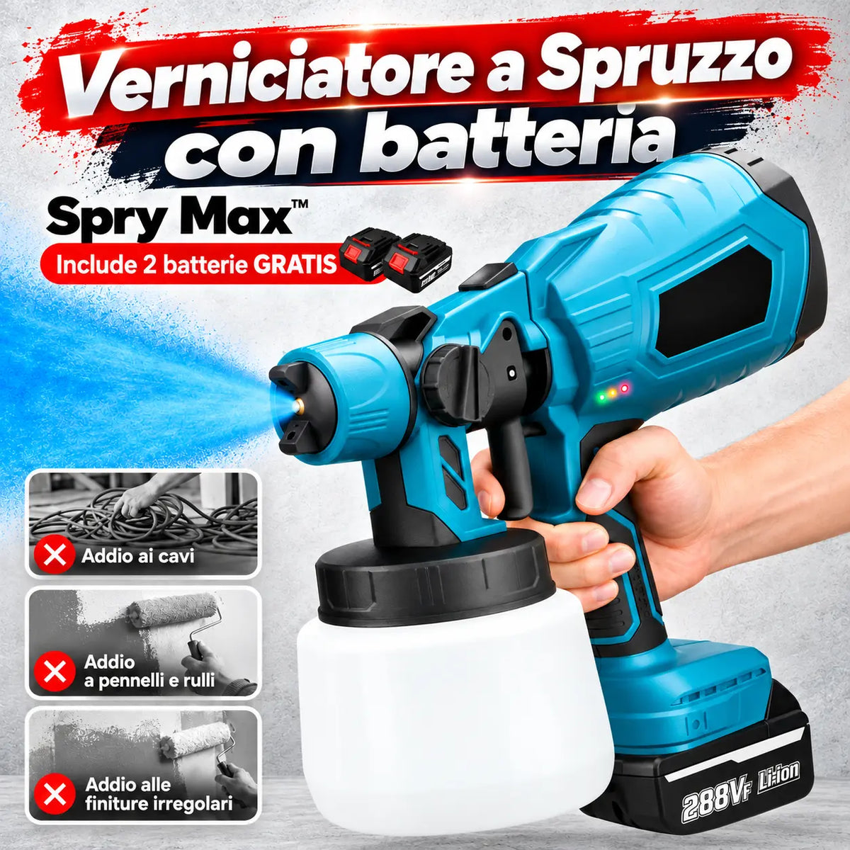 SprayMax™ – Verniciatore Spray a Batteria con Doppia Batteria